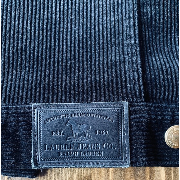 Vintage Lauren Jeans Co Ralph Lauren Black Corduroy Trucker Jacket Women Size M - Picture 9 of 16